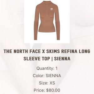 NWT North Face x Skims Refina Long Sleeve Top XS